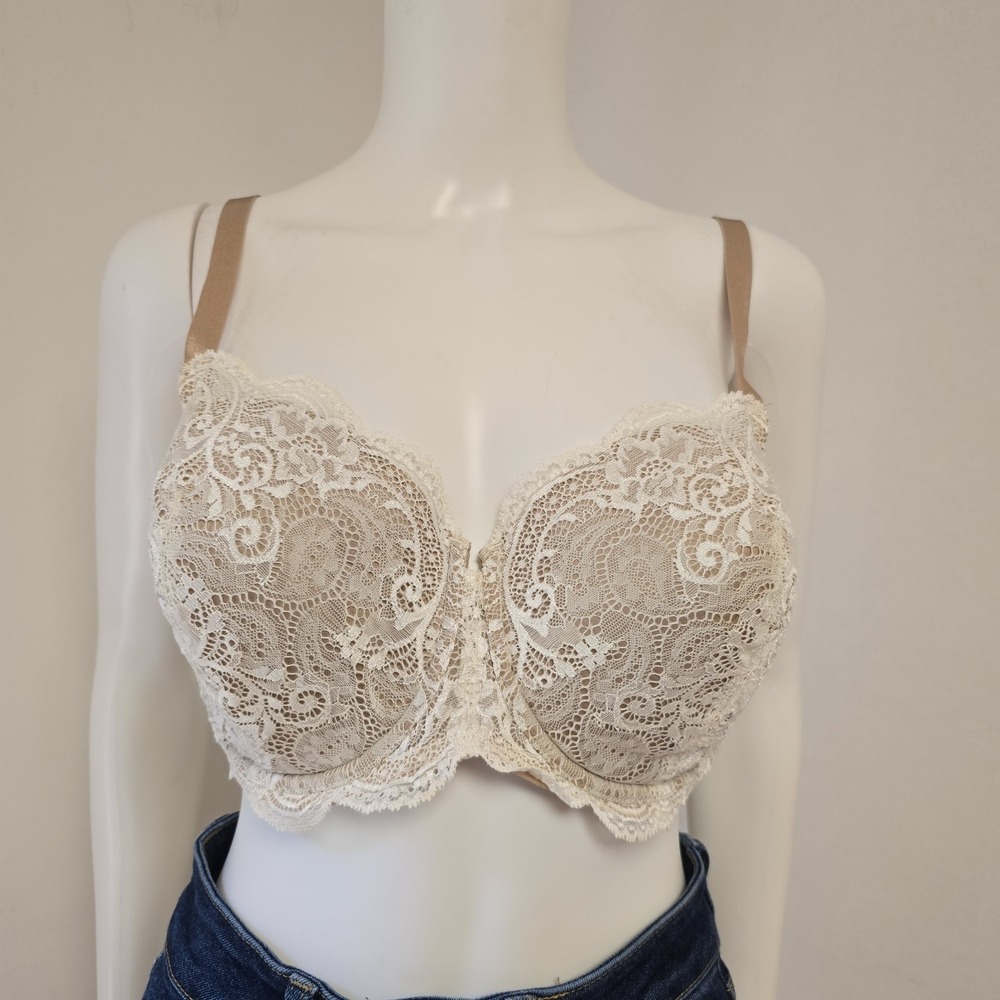 ThirdLove 24/7 Lace Balconette Bra Ivory Tan Floral Underwire 40C Third Love